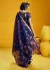 Indigo Blue Woven Munga Cotton Silk Saree