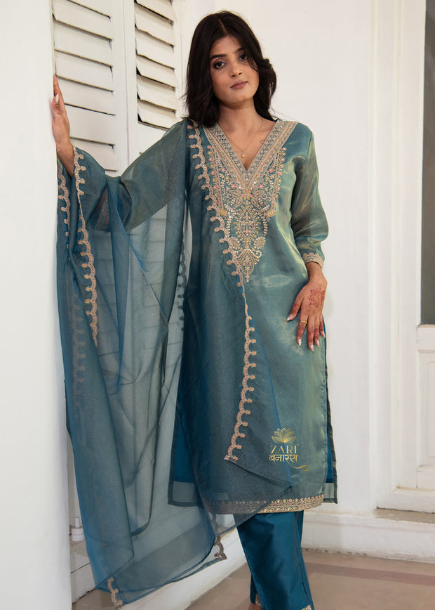 Classic Light Blue Embroidered Suit Set (10702879850689)