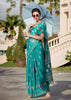 Teal Green Printed Cotton Silk Saree