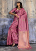 Mauve Pink Woven Banarasi Satin Silk Saree
