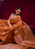 Burnt Orange Woven Banarasi Satin Linen Silk Saree