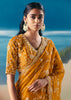 Saffron Yellow Satin Organza Embroidered Saree