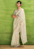 Off White Woven Linen Silk Saree