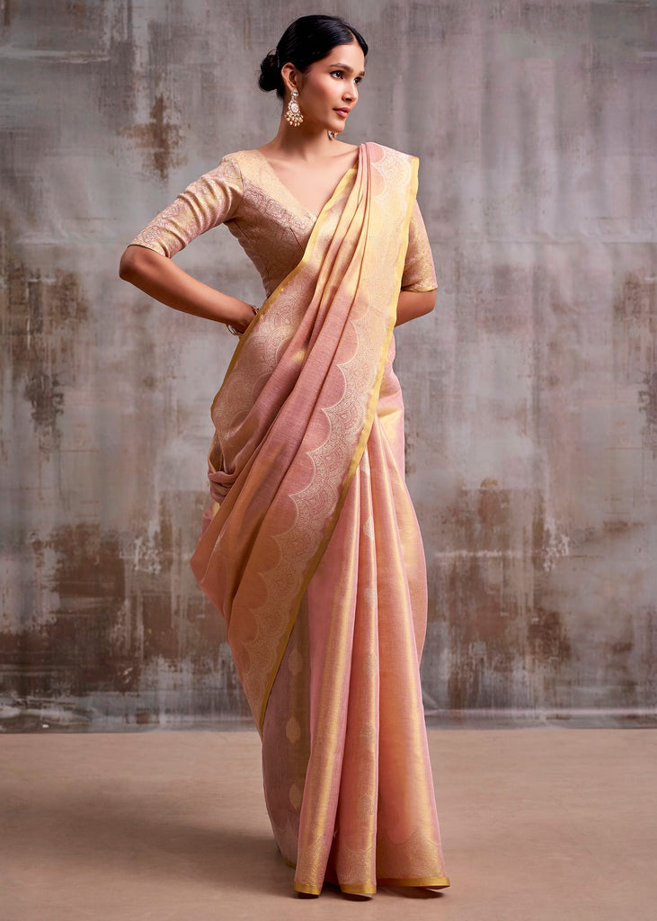 Delight Pink Woven Tissue Silk Saree