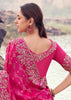 Rani Pink Woven Embroidered Satin Silk Saree