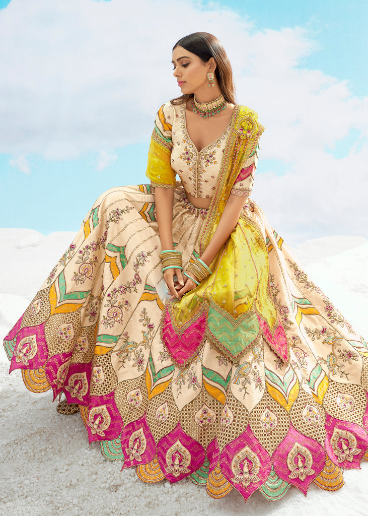Off White Heavy Embroidered Designer Lehenga Set