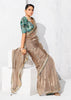 Taupe Grey Embroidered Designer Saree