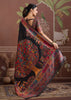 Pirate Black Woven Cotton Kashmiri Jamewar Saree