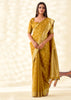 Mustard Yellow Woven Linen Tissue Silk Saree
