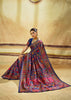 Navy Blue Woven Cotton Kashmiri Jamewar Saree