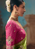 Green Pink Ombre Embroidered Designer Saree