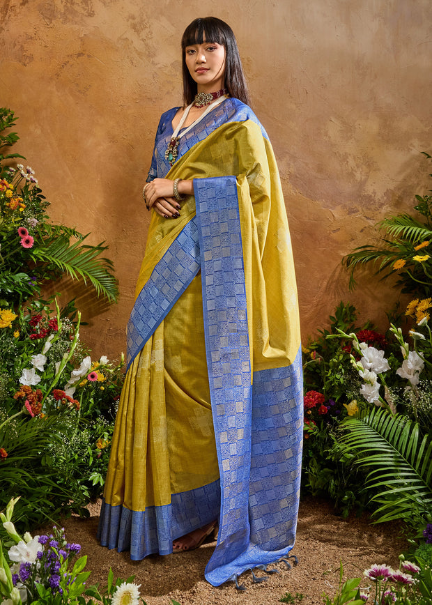 Henna Green Woven Cotton Silk Saree