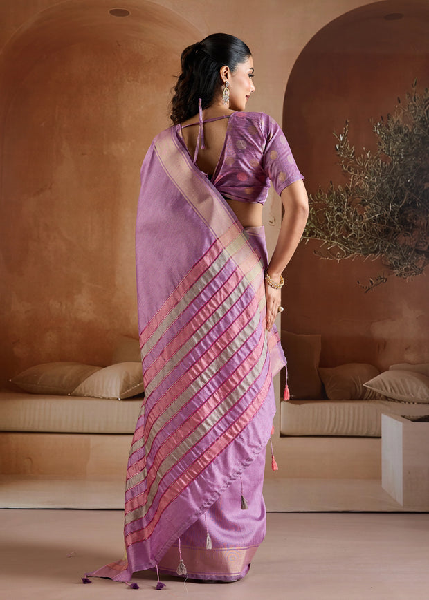Tulip Purple Woven Banarasi Silk Saree