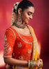 Vibrant Yellow Embroidered Soft Silk Saree With Contrast Blouse