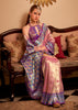 Peach Pink Woven Banarasi Tissue Silk Saree