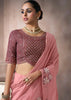 “Exclusive Offer” : Blush Pink Woven Cotton Silk Saree