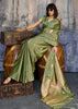 Kiwi Green Woven Banarasi Satin Silk Saree