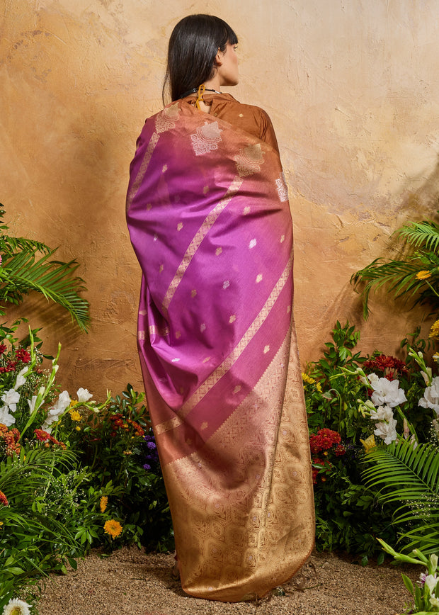 Orchid Purple Woven Banarasi Silk Saree