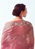 Blush Pink Embroidered Designer Tissue Saree
