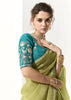 Lime Green Designer Organza Tissue Silk Saree