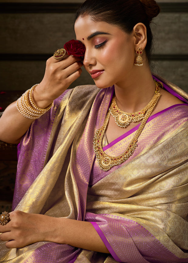 Silver Shine Woven Kanjivaram Silk Saree