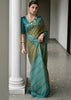 Green & Blue Printed Tussar SIlk Saree