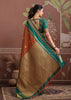Hazel Brown Woven Banarasi Tussar Silk Saree