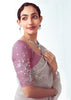 Lavender Purple Embroidered Designer Tissue Saree