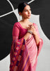 Flamingo Pink Woven Linen Cotton Silk Saree
