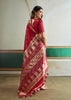 Flame Red Woven Tussar Silk Saree