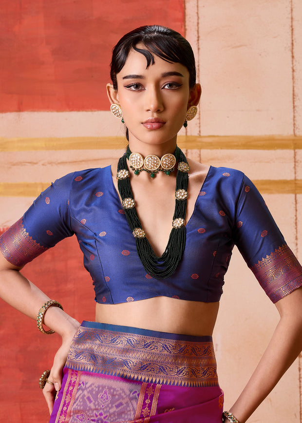 Dahlia Purple Dual Tone Bronze Zari Woven Banarasi Silk Saree