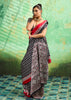 Black Printed Satin Silk Saree