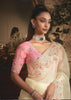 Pearl White Tissue Organza Designer Saree
