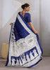 True Blue Printed Satin Silk Saree