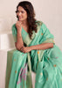 Bermuda Green Woven Linen Silk Saree