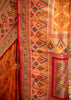 Inaya : Orange Ikat Patan Patola Banarasi Saree with Brocade Border