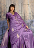 Lavender Purple Woven Banarasi Satin Silk Saree