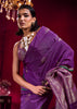 Prism Purple Woven Banarasi Satin Linen Silk Saree