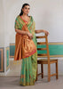 Grass Green Woven Silk Saree With Contrast Blouse