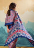 Nautical Blue Printed Satin Silk Saree