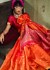 Sunset Orange Banarasi Tusser Silk Saree