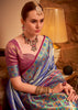 Indigo Blue Woven Banarasi Tissue Silk Saree