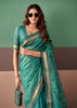 Teal Green Woven Cotton Silk Saree