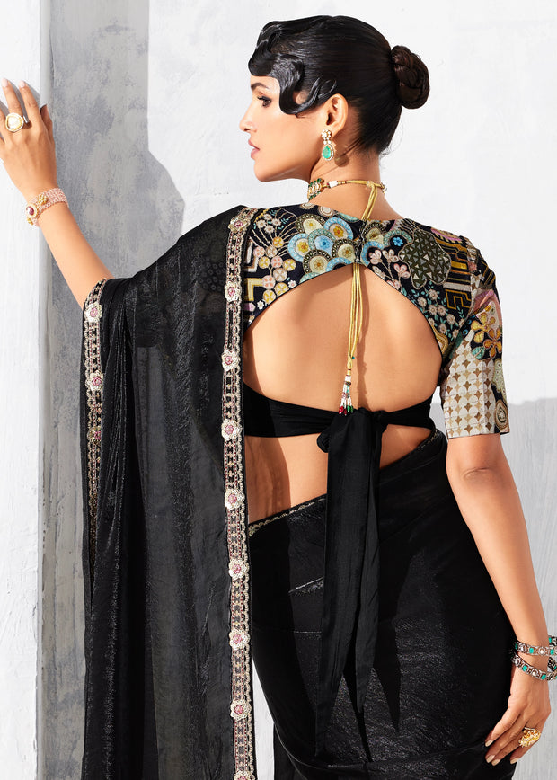 Black Embroidered Designer Saree
