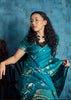 Teal Blue Woven Banarasi Satin Silk Saree