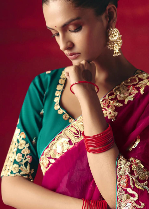 Dahlia Purple Designer Embroidered Saree