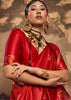 Cherry Red Woven silk saree