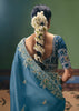 Storm Blue Embroidered Designer Saree