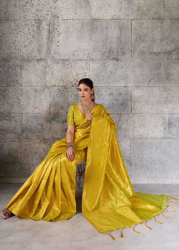 Yellow Woven Kanjivaram Silk Saree
