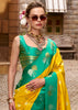 Yellow And Green Banarasi Satin Silk Saree